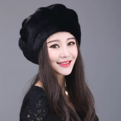 Imitated Mink Hat Female Beret Faux Mink Hat Winter Fur Hat Female Winter Korean Warm Earmuffs Hat