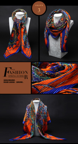 silk-like satin large kerchief silk scarf pleated all-match women‘s shawl silk scarf holiday gift graceful and fashionable elegant