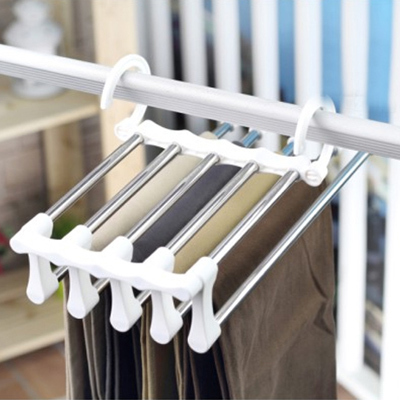 Five-in-One Magic Pants Rack Stainless Steel Multi-Functional Retractable Trousers Rack Wardrobe Multi-Layer Trousers Rack Pants Storage Rack