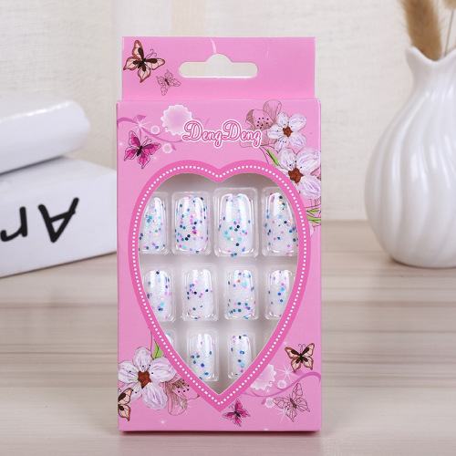 Fashion Japan and South Korea Sweet Sequins Nails Women‘s Nails Beauty Environmental Protection Plastic Fake Nails 