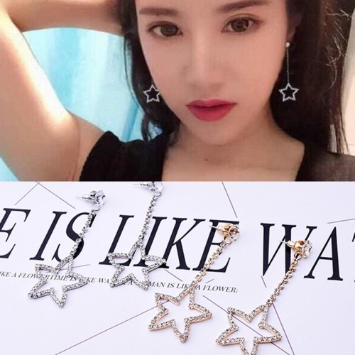 european and american popular matching temperament exaggerated big five-pointed star rhinestone long earrings nightclub style accessories female earrings ornament