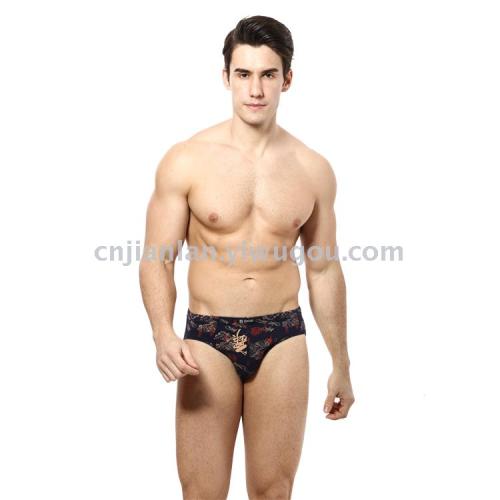 [jianlan] men‘s stretch cotton comfortable printed briefs 8074 （two pieces in a box）
