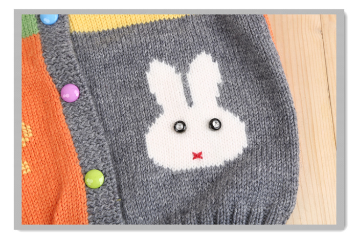 手工编织儿童毛衣编织羊毛开衫 可爱卡通兔子
