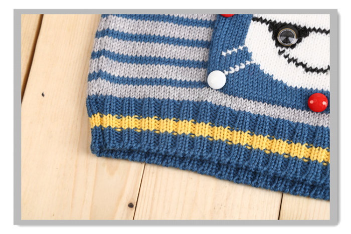 口袋戴眼镜 纯手工编织儿童毛衣 童装 手工毛衣