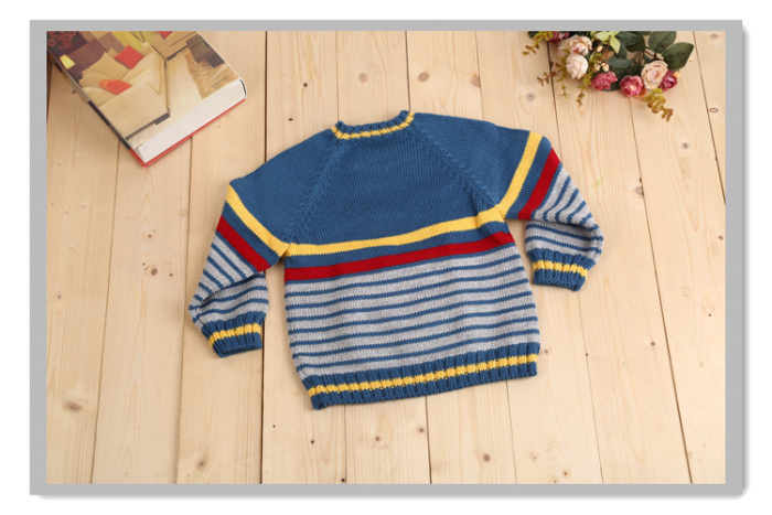 口袋戴眼镜 纯手工编织儿童毛衣 童装 手工毛衣