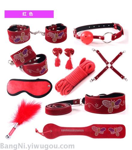 factory Direct Alternative 10-Piece Adult Sex Toys Set Neck Cover Purple Handcuffs