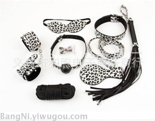 leopard print sexy leather 8-piece set alternative adult special couple flirting decoration factory direct sales