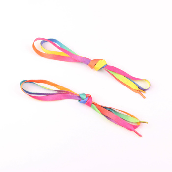 厂家直销 精美彩虹鞋带扁小白鞋带七彩渐变鞋带