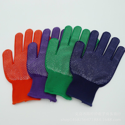 Non-Slip Wear-Resistant Driving Factory Construction Factory Direct Sales Thirteen-Pin Nylon Point Plastic Gloves Labor Protection Gloves