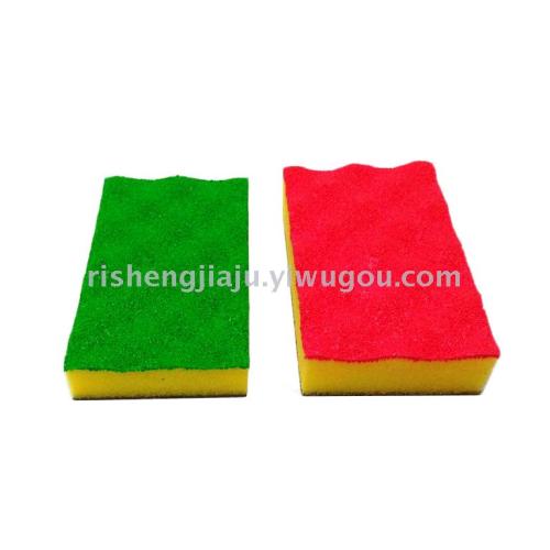 pu double-sided coating wave sponge decontamination dishwashing cleaning sponge rs-3612
