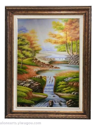 european style semi-handmade oil painting with frame for corridor hanging painting hotel home decoration painting
