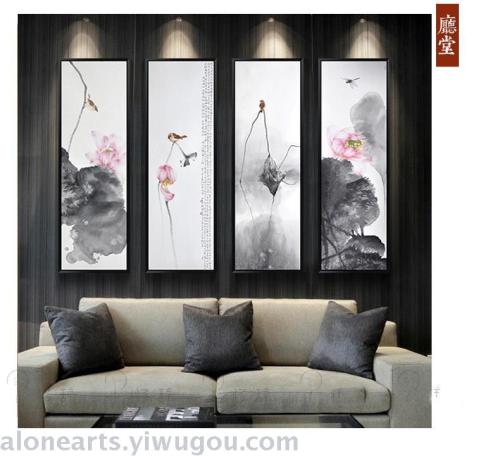 European Gallery New Chinese Style Living Room Decorative Painting Sofa Background Wall hallway European Gallery Restaurant Mural Oil Painting Triple Ink Painting