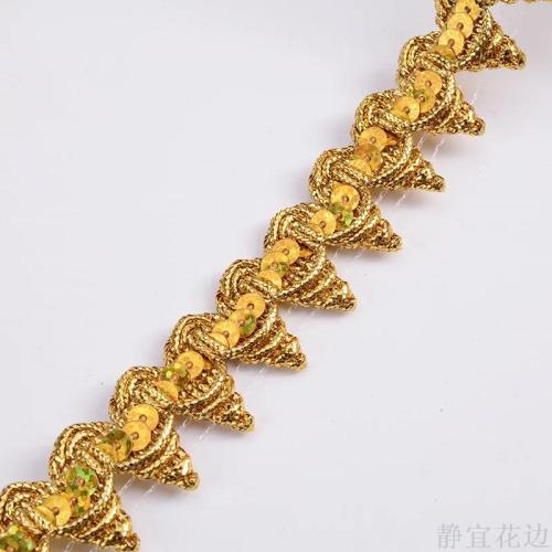 Gold and Silver Thread Sequined Lace 2cm Core-Wrapped Thread Ethnic Clothing Accessories