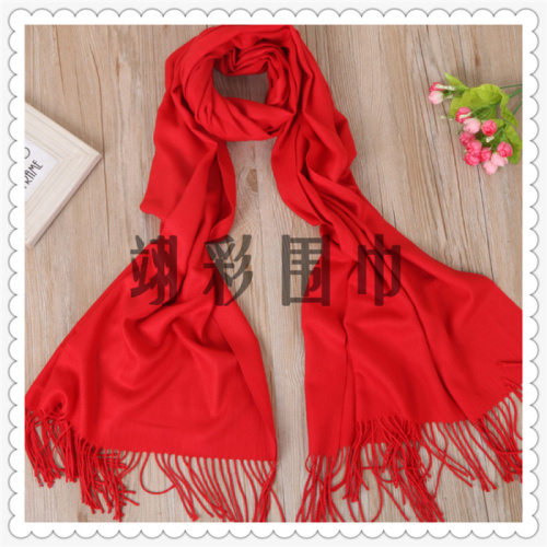 Factory Direct Sales Solid Color Long Tassel Decoration Fashion Imitation Cashmere Scarf Air Conditioning Room Shawl