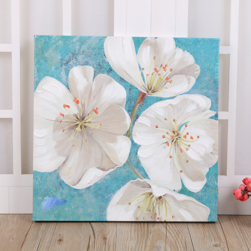 晟天家居 欧式白梅花油画挂画餐厅创意组合画