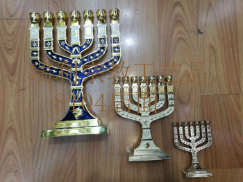 [以色列宗教礼品摆件基督教合金七头烛台金灯台Menorah] 以色列宗教礼品摆件基督教合金七头烛台金灯台Menorah