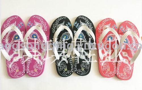 foreign trade pe printing women‘s beach flip flops factory customized