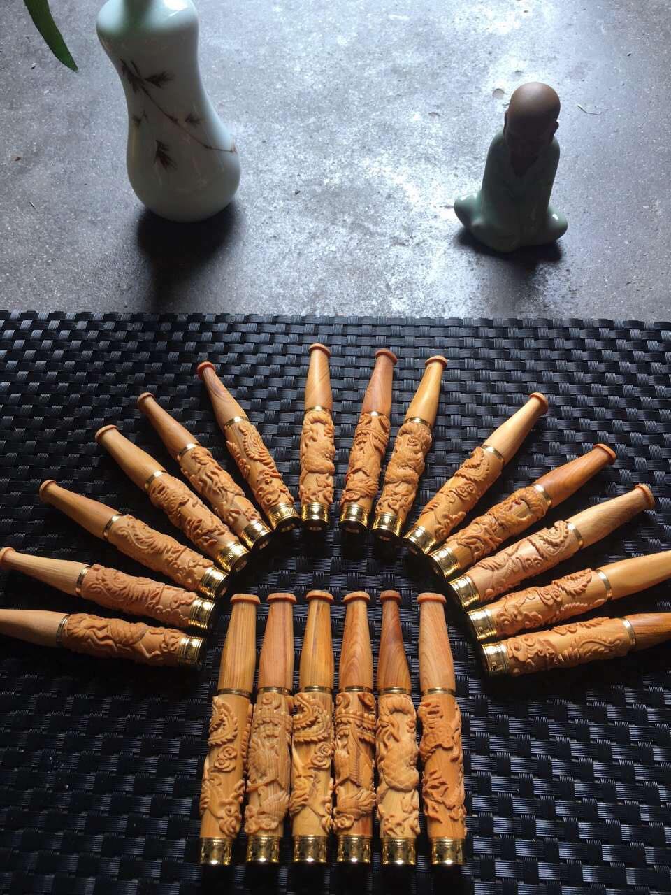 实木精雕龙过滤烟嘴 烟斗