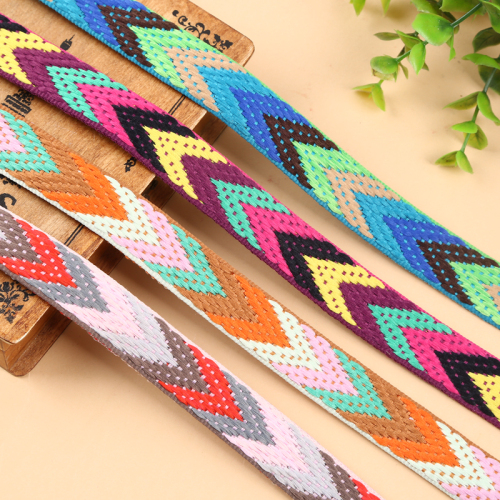 Arrow Jacquard Net Tape 2.2 Ethnic Style Color-Blocking Knitted Belt DIY Accessories