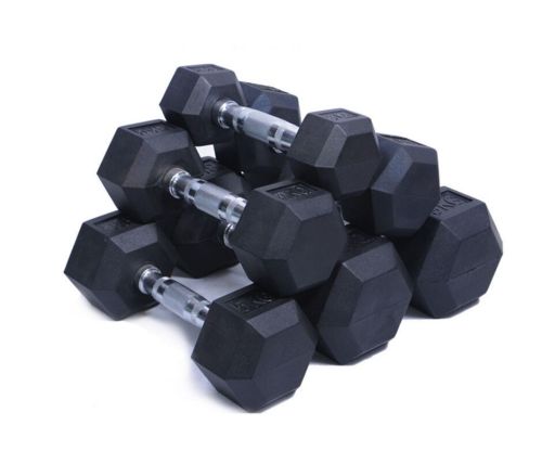 All Black Coated Hexagonal Dumbbell Home Fitness Equipment Men‘s Factory Direct Sales