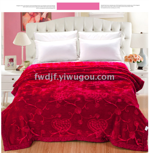 manufacturer direct sales hot solid color embroidered blanket double-layer super soft solid color blanket wedding blanket
