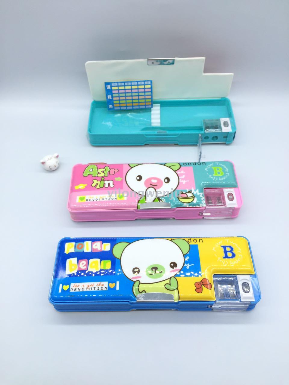 文具盒(带吸磁铁塑料文具盒,带卷笔刀)