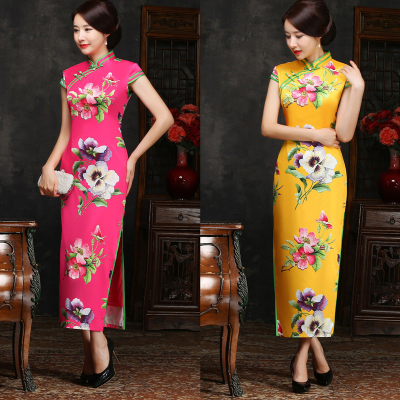 Day dress new women Chinese style dress silk-double improved fashion MIDI