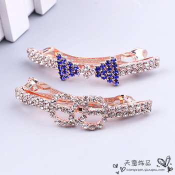 发夹顶夹弹簧夹水钻发饰马尾夹水晶头饰品镶钻发卡横夹