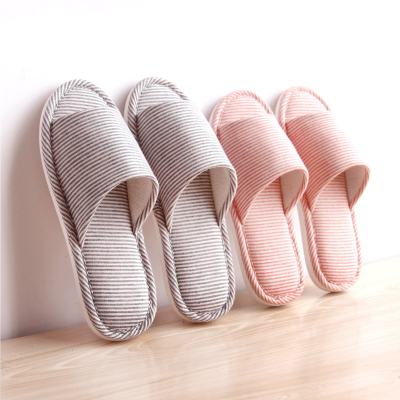 Four seasons stripe cotton opening home slippers