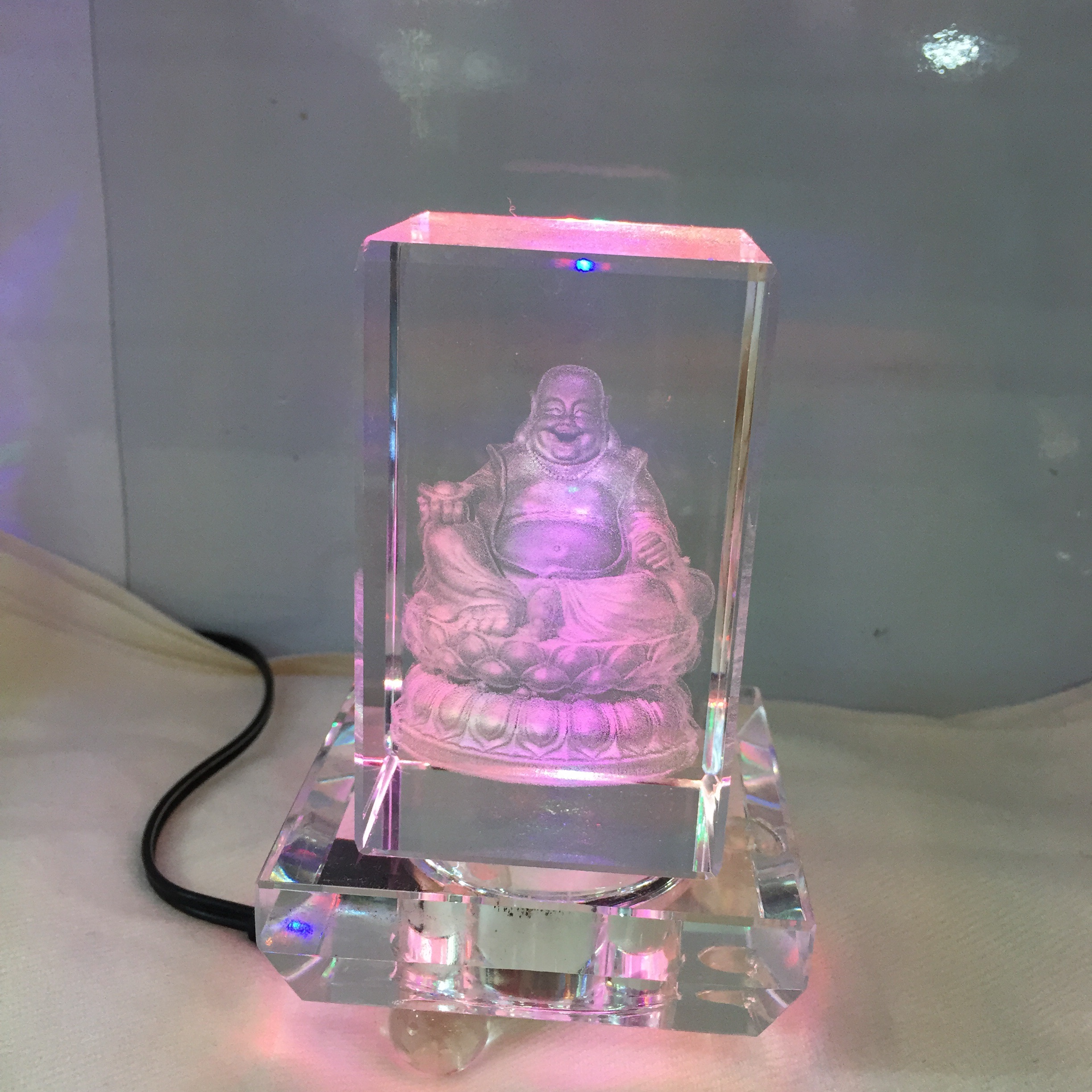 水晶底座 工艺品摆件 发光灯座展示台