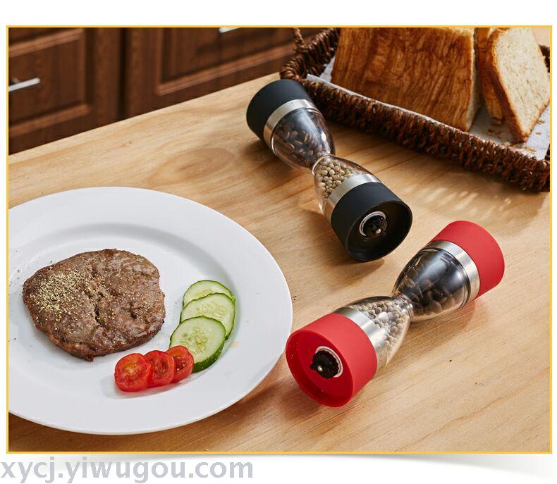 Two-in-one ceramic double salt and pepper grinder manual, well-designed red salt and pepper grinder pic 2