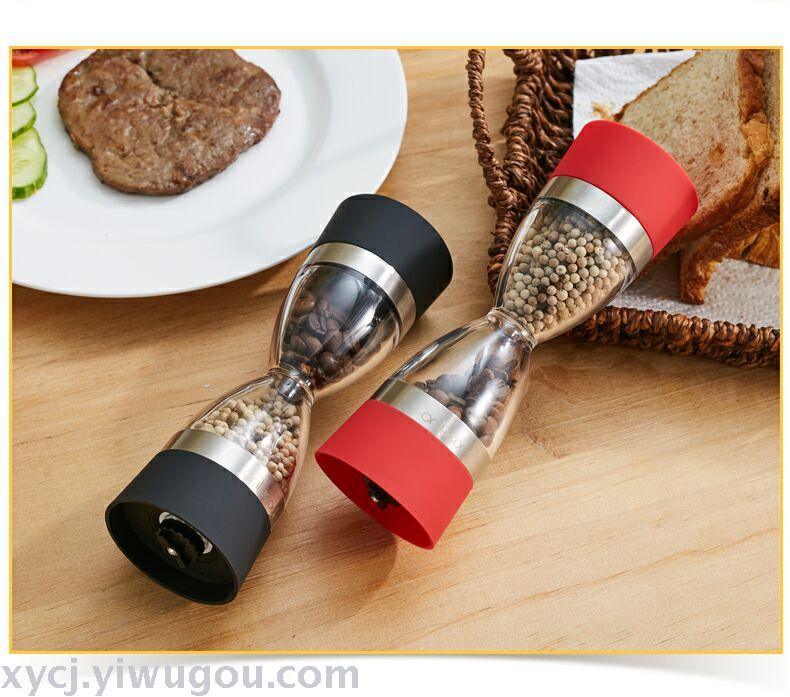 Two-in-one ceramic double salt and pepper grinder manual, well-designed red salt and pepper grinder pic 1