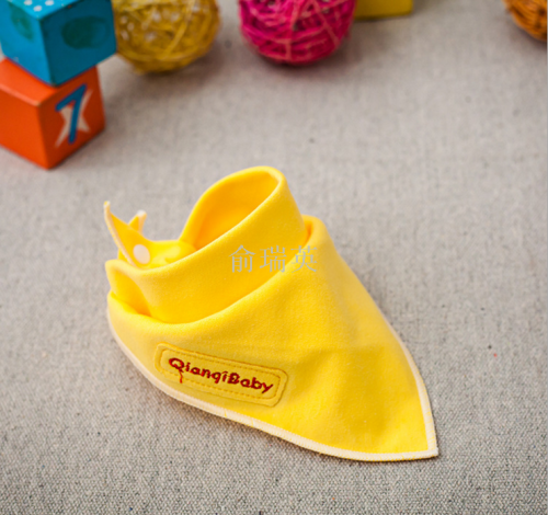new pure color embroidered waterproof triangle towel saliva towel combed cotton baby feeding bib