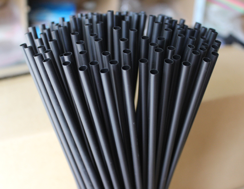 handmade straw disposable plastic straw lengthened thickened straight tube black