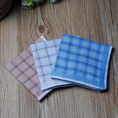 Parcel post [12] pure cotton men 's handkerchief light colored handkerchief checked time! Absorbent 43 cm square