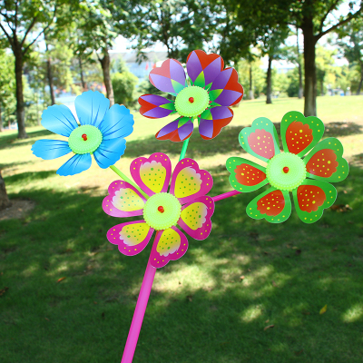 Outdoor children's toy windmill creative cartoon four sunflowers plastic windmill children gifts