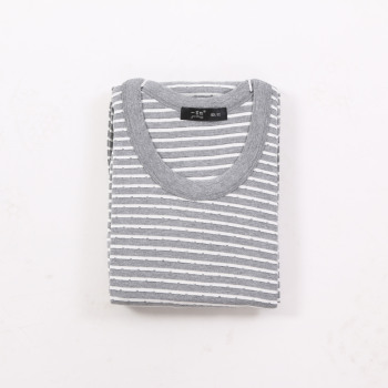 男士条纹秋衣秋裤薄款棉中年全棉基础内衣男保