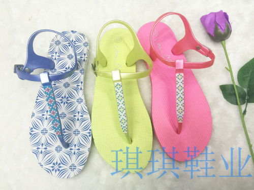 foreign trade fashion new stickers drop plastic flower pe beach herringbone women‘s sandals