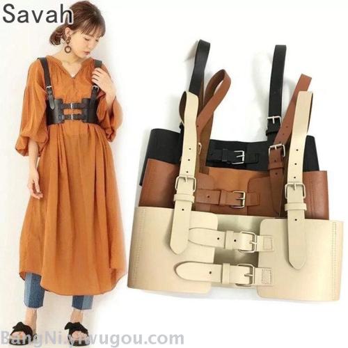 New Fashion Double Buckle Socket Wide Belt All-Match Autumn and Winter T Blood Dress Decorative Waist Seal 