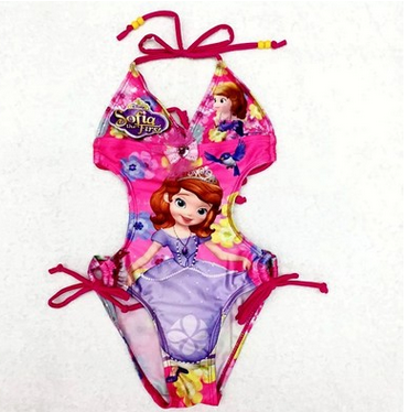 索菲亚公主小苏菲卡通新款时尚 防晒比基尼 女童连体游泳衣