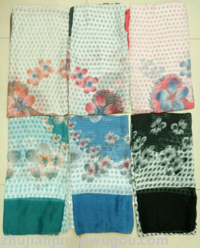 polka dots love heart big flower print pattern fashion silk scarf summer shawl colors and styles