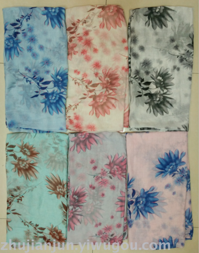 hazy big flower print pattern fashion yarn scarf summer shawl color style diverse