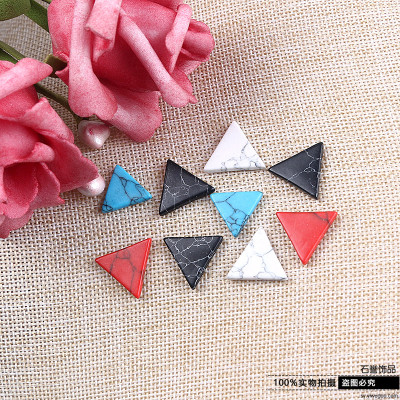 Turquoise triangle double - flat ring ring - face diy jewelry accessories accessories