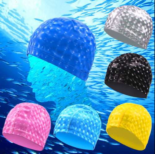 fashion men‘s women‘s not-too-tight adult solid color large water cube pu coated long hair comfortable swimming cap