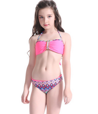 European and American foreign trade children's swimsuit wholesale girl's body of bikini bikini nylon fabric