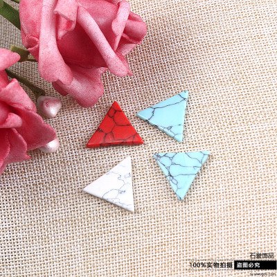 Turquoise triangular double - sided ring - ring - ring - hand diy scatter bead accessories accessories