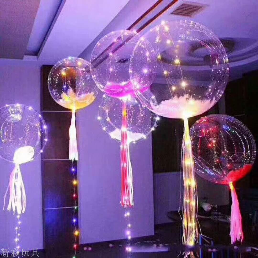 波波球LED发光发亮气球 Party闪灯飞球 贴纸卡通波波球节假日气球