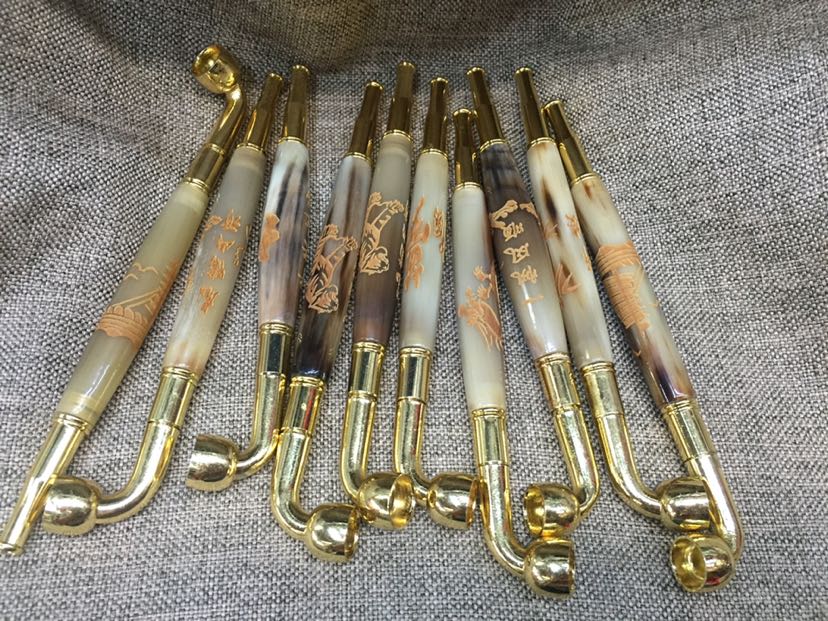 牛角烟杆 烟嘴 刻花二用过滤烟嘴