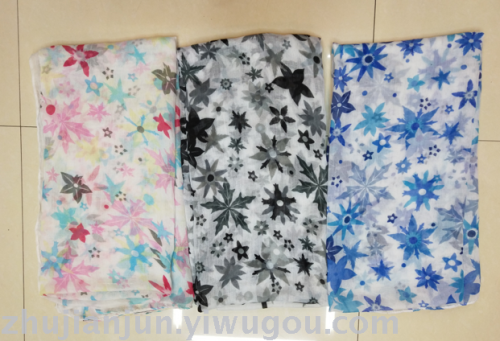 Five-Pointed Star Sunflower Print Pattern Fashion Silk Scarf Summer Shawl Color Style Variety