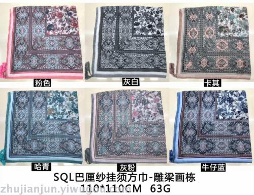 carved beam painting building pattern fashion silk scarf summer shawl various colors and styles